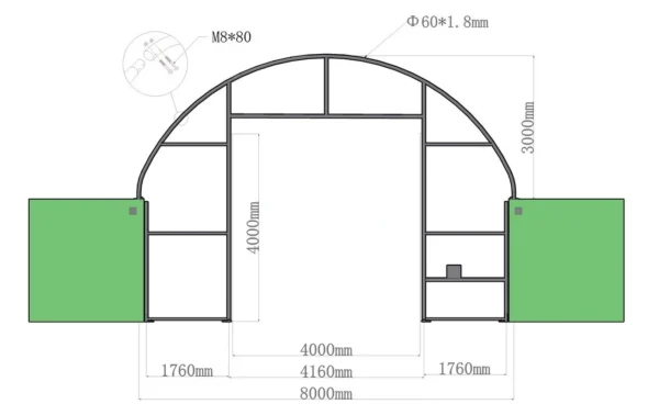 Prístrešok pre kontajnery 8 x 12 x 3 m - Image 4