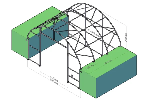 Prístrešok pre kontajnery 8 x 6 x 3 m